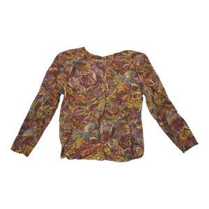 Vintage‎ Petite illustrations Floral Print Top Blouse Size 4 100% Rayon Made USA